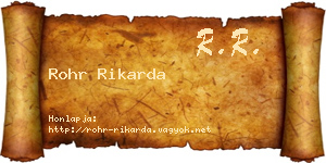 Rohr Rikarda névjegykártya
